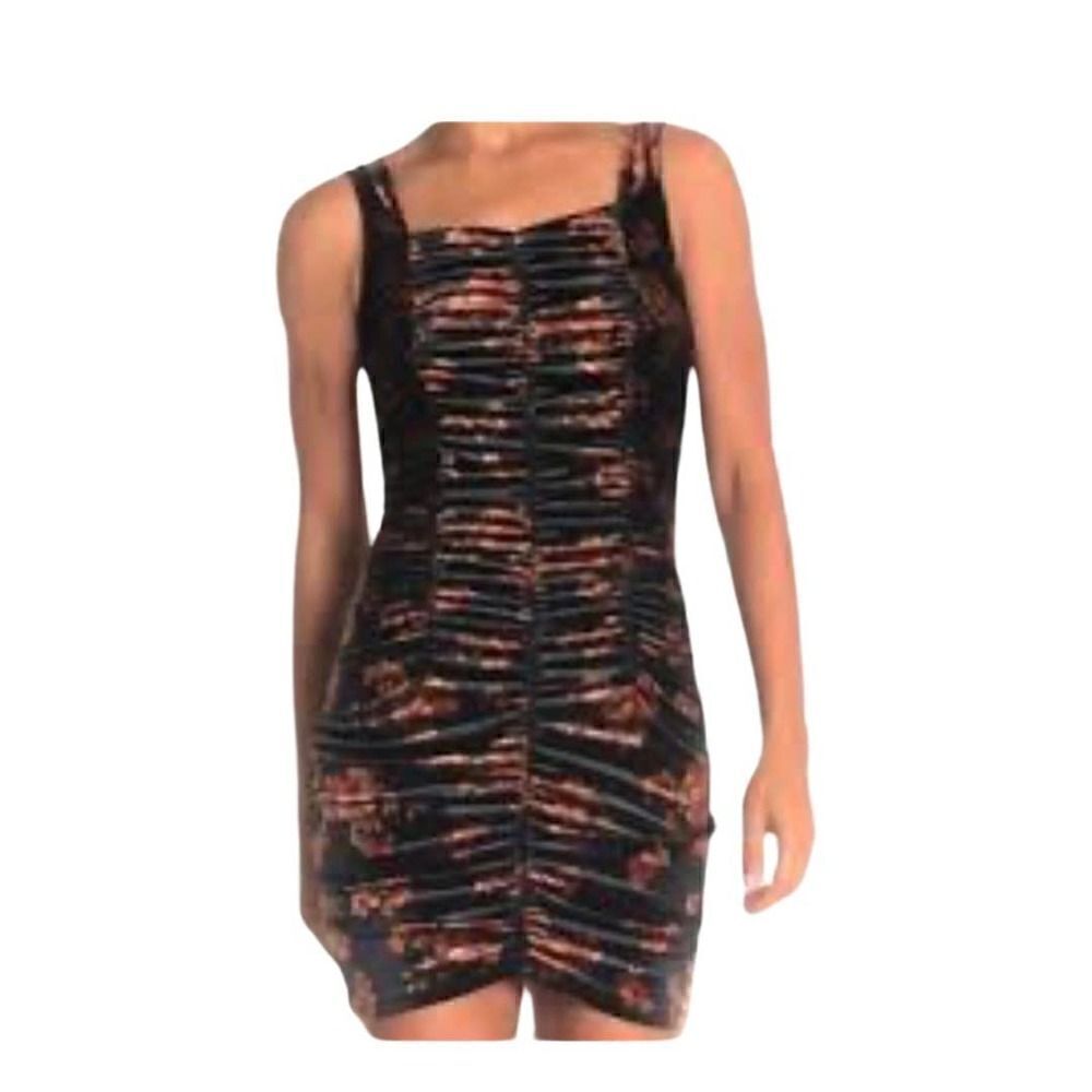 Free Press Floral Velvet Rouched Dress Size Large, NWT